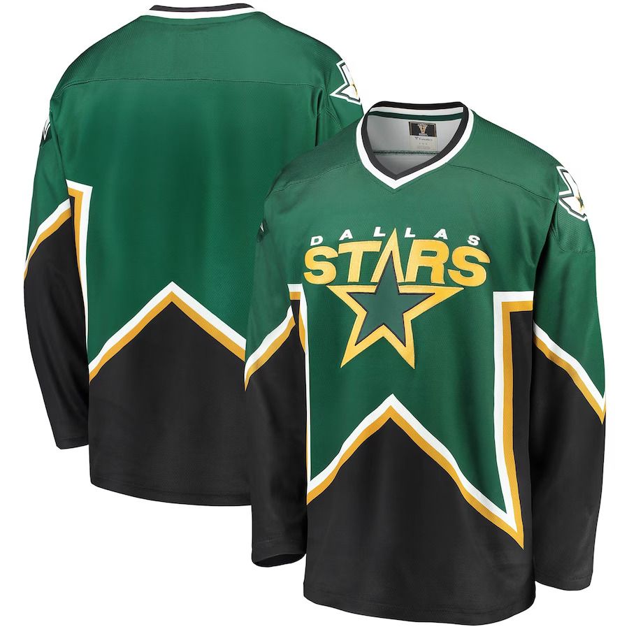 Men Dallas Stars Fanatics Branded Kelly Green Black Premier Breakaway Heritage Blank NHL Jersey->dallas stars->NHL Jersey